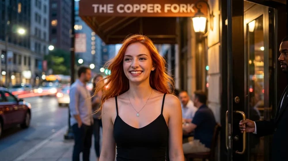 Casal se despedindo com sorriso carinhoso em rua iluminada