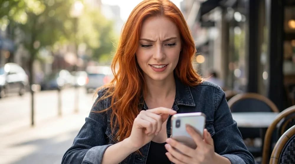 Homem concentrado digitando no celular com expressão calma