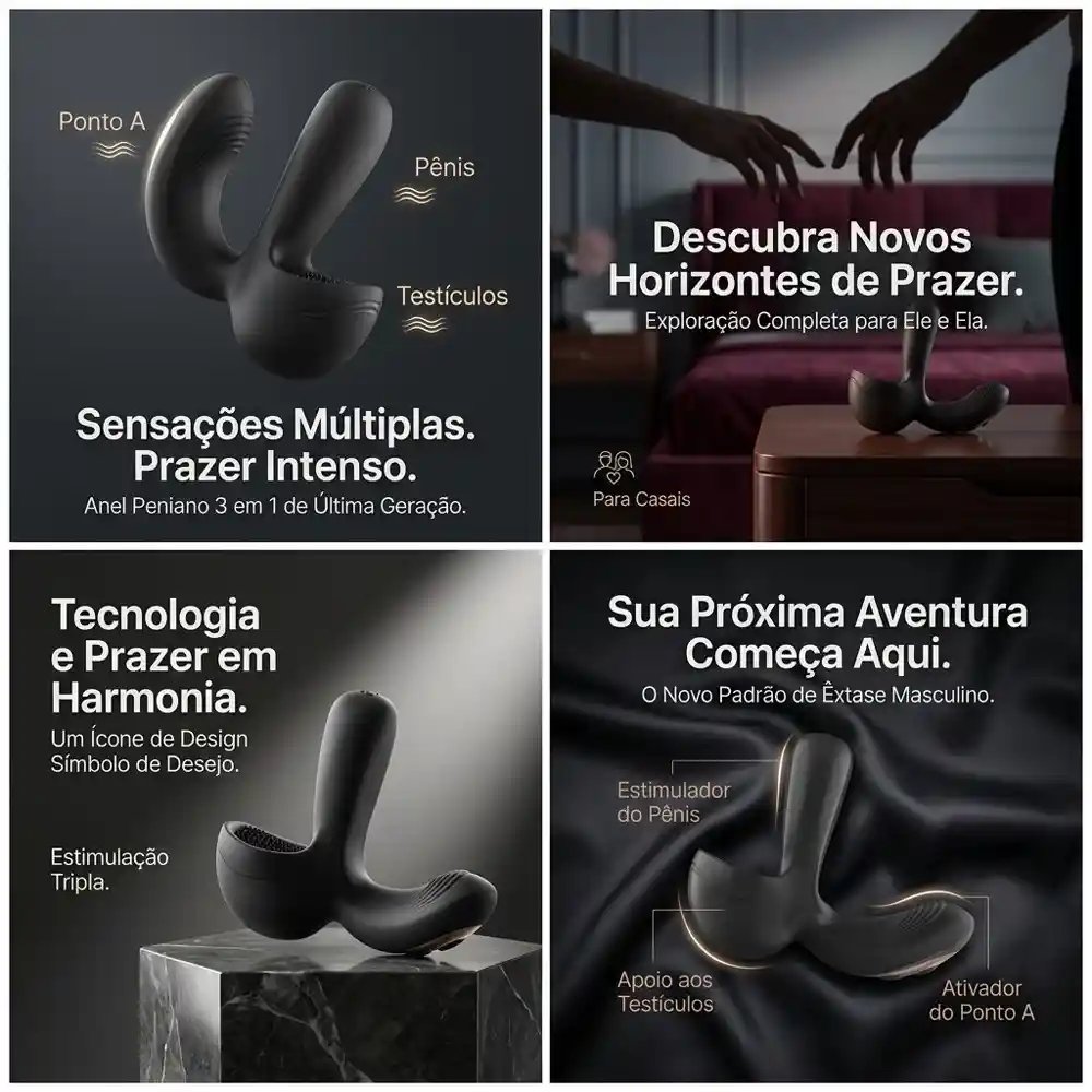Anel Estimulador Íntimo Masculino Recarregável Preto