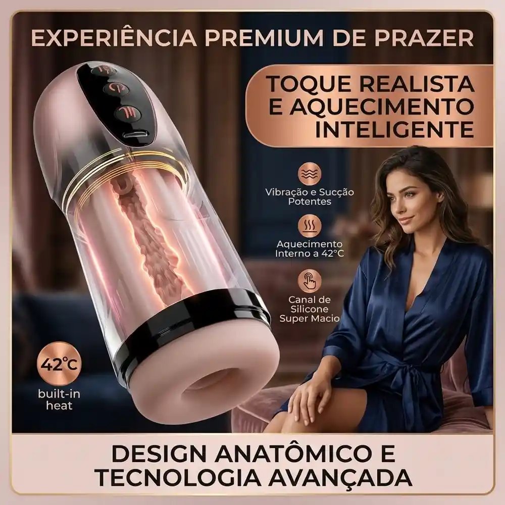 Estimulador Íntimo Masculino Interativo com Aquecimento e Sucção